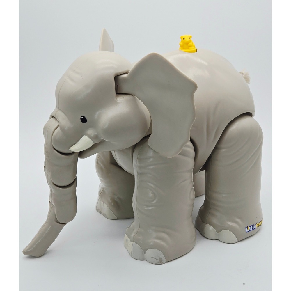 Fisher Price Little People Big Animal Elephant Gray Safari Toy with Mouse Works